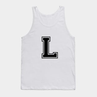 Initial Letter L - Varsity Style Design - Black text Tank Top